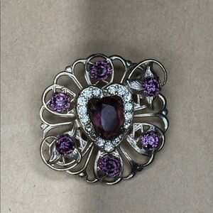 Elegant gold tone and Purple Brooch